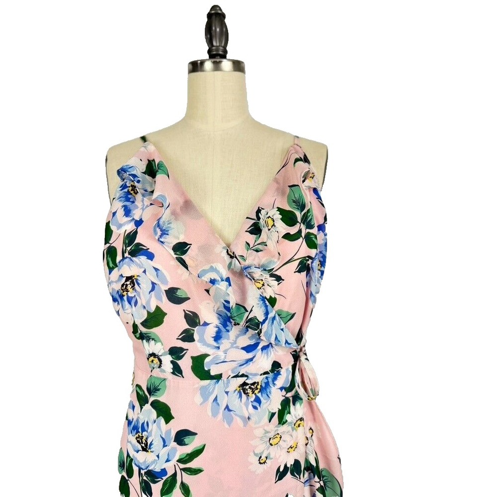 Yumi Kim Meadow Wonder Garden Blush Maxi Wrap Dress L Floral Sleeveless Wedding - Picture 6 of 11